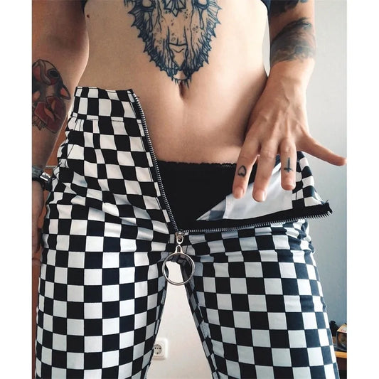 Checkered Backzip Pants