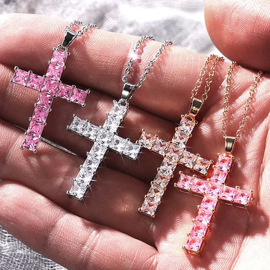 Rhinestone Cross Pendant Necklace